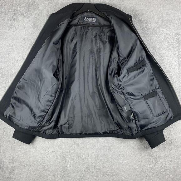Aberdeen Collection Jacket Mens Large Black Wool Blend Zip Front Insulated Lined - Picture 7 of 16